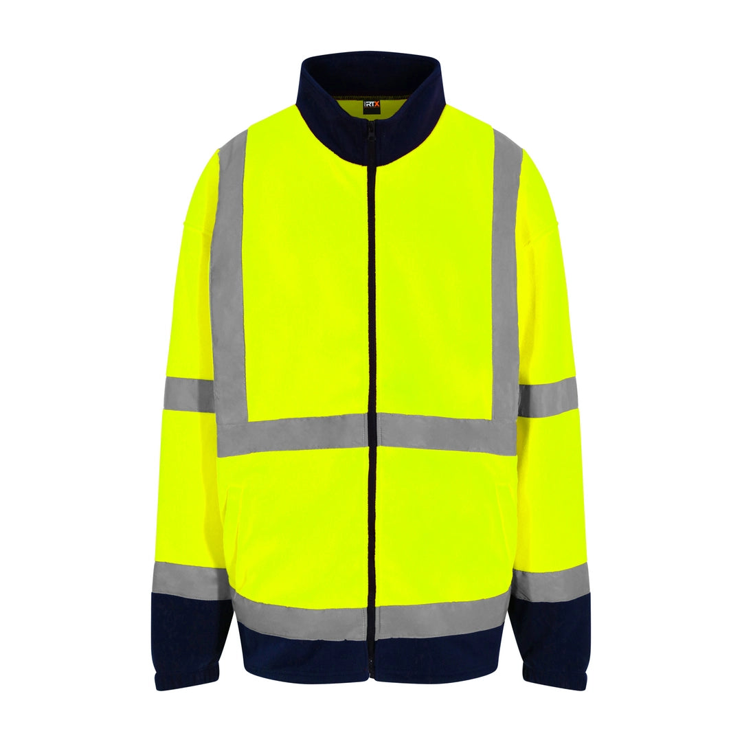 PRO RTX HIGH VISIBILITY RX750 full-zip fleece coat 100% Polyester Stand-up contrast colour collar - COOZO