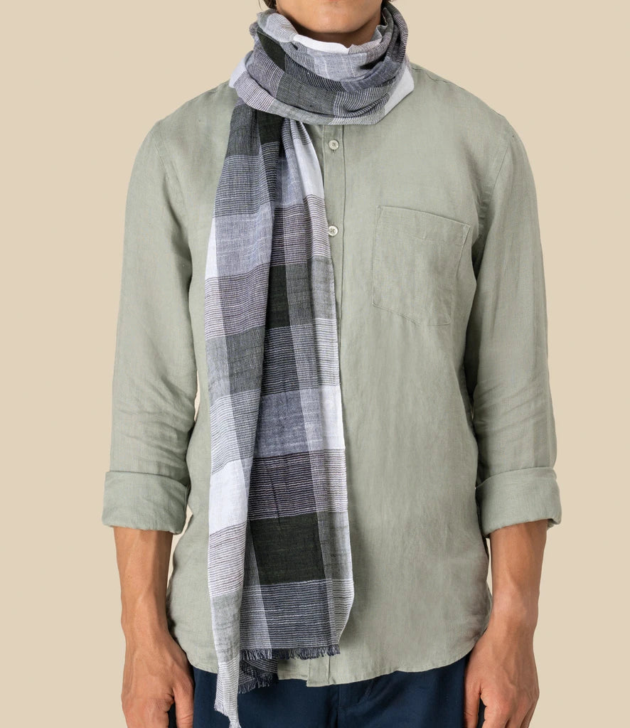 Spasso SP149 Greenish Check Scarf
