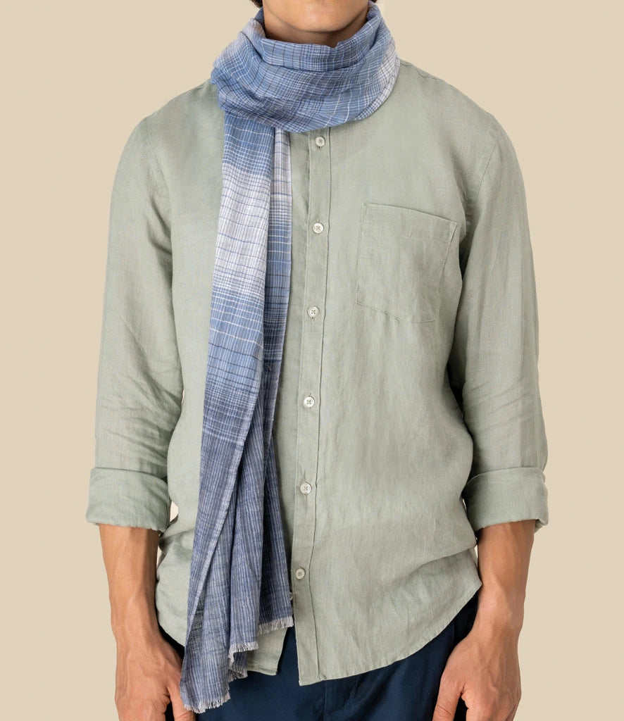 Spasso SP150 Blue Classic Check Scarf