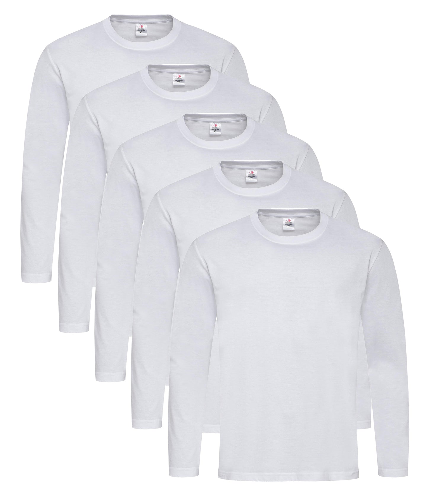 Stedman ST2500 Unisex Classic Long Sleeved Regular Fit T-Shirt 155gsm 100% Cotton (pack of 5) - COOZO