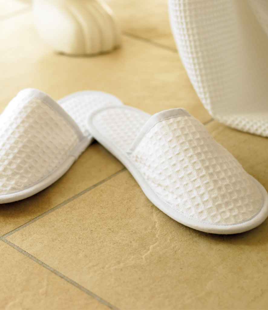 Towel City TC066 Towel City Waffle Mule Slippers - COOZO
