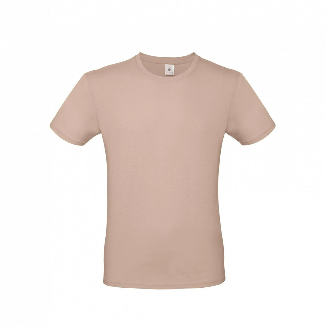 B&C TU01T Men's #E150 short sleeve t-shirt 100% Pre-shrunk ringspun cotton Tubular construction Thin collar rib Light color - COOZO