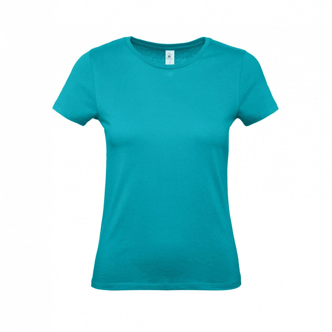 B&C TW02T #E150 modern basic short sleeve t-shirt women 100% cotton Thin collar rib Rich color - COOZO