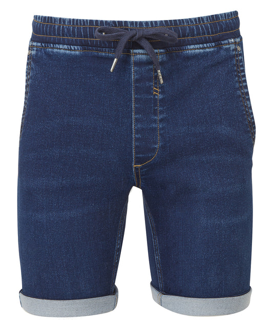 Wombat WB907 Men’s  denim drawstring special wash lived-in look shorts - COOZO