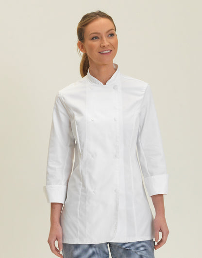 Dennys DD33L Ladies' Long Sleeve Fitted Chef's Jacket - COOZO
