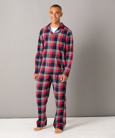 Mens Ladies Kids Baby Tartan Pyjamas Family Couples Matching Loungewear Sets - COOZO