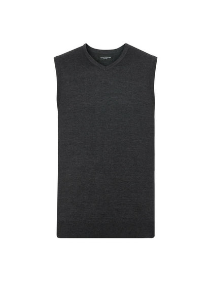 Russell Collection 716M Sleeveless Cotton Acrylic V-Neck Sweater - COOZO