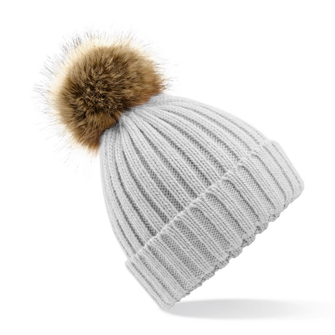 Beechfield B412 Faux Fur Pom Pom Chunky Beanie - COOZO