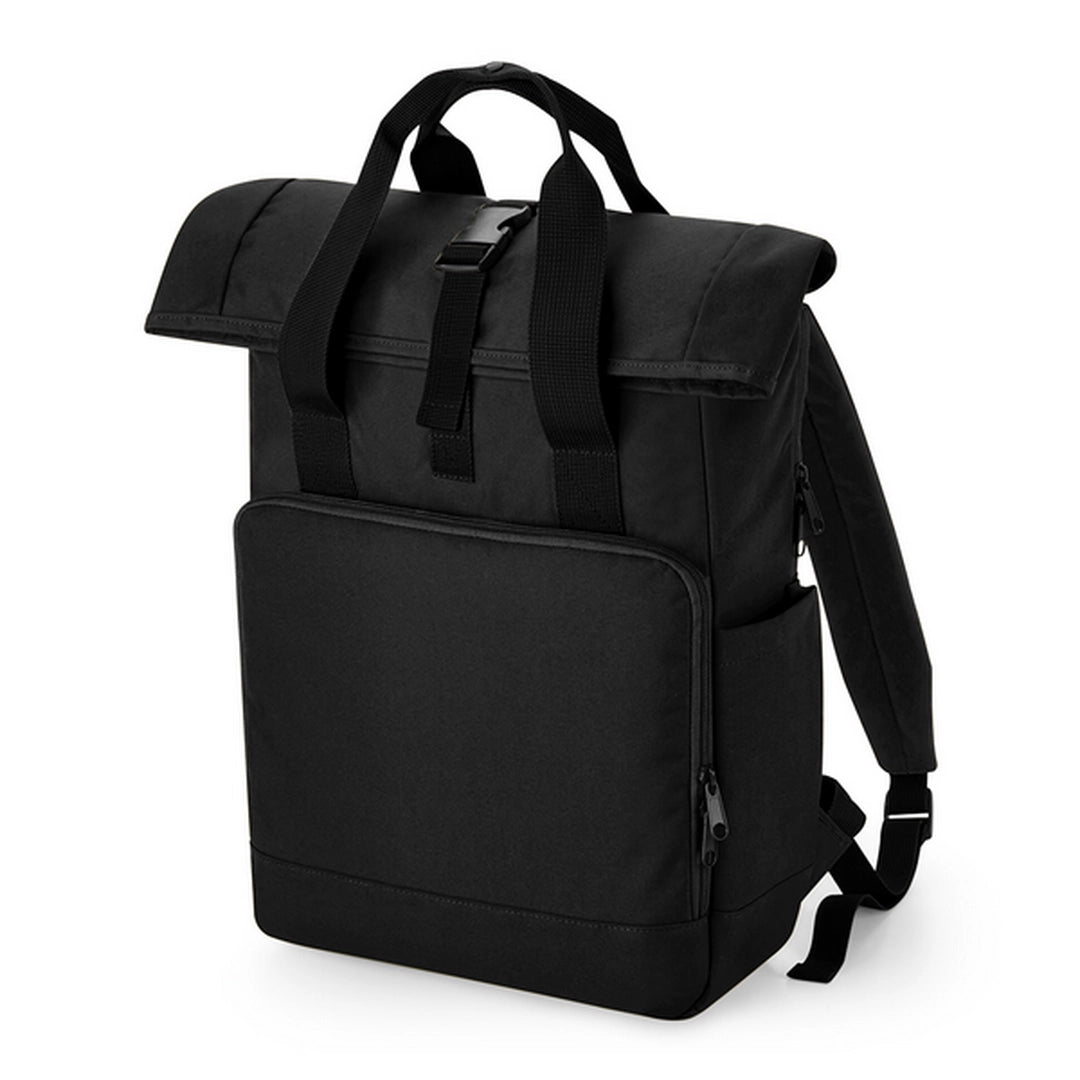 BagBase Recycled Twin Handle Roll-Top Laptop Backpack - Black - O/S-BLK1S