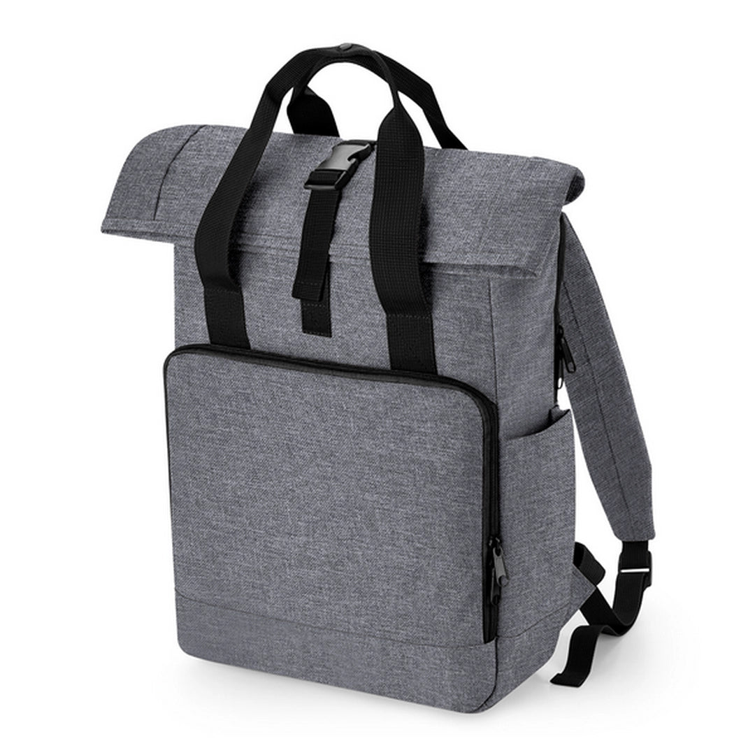 BagBase Recycled Twin Handle Roll-Top Laptop Backpack - Grey Marl - O/S-GRYM1S