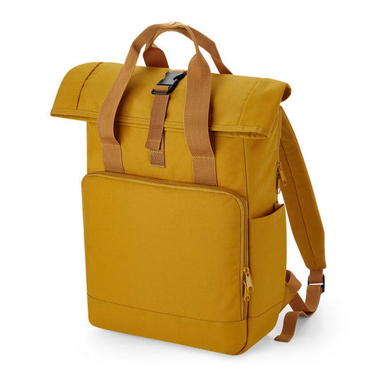 BagBase Recycled Twin Handle Roll-Top Laptop Backpack - Mustard - O/S-MUS1S