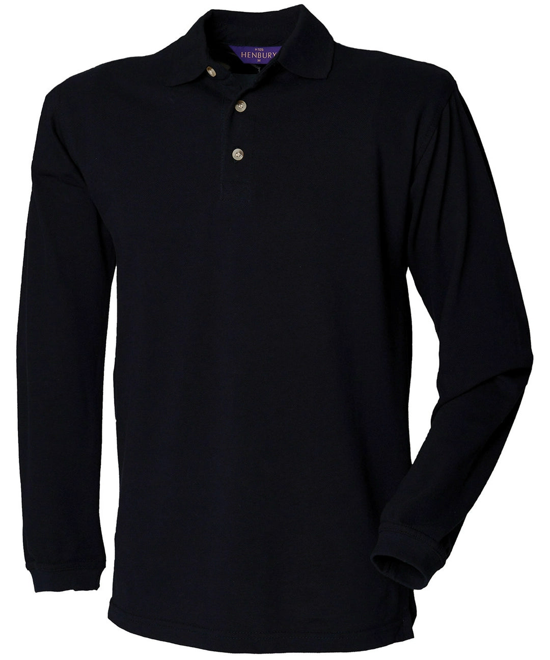 Henbury Long Sleeve Cotton Piqu?? Polo Shirt-NVYXL