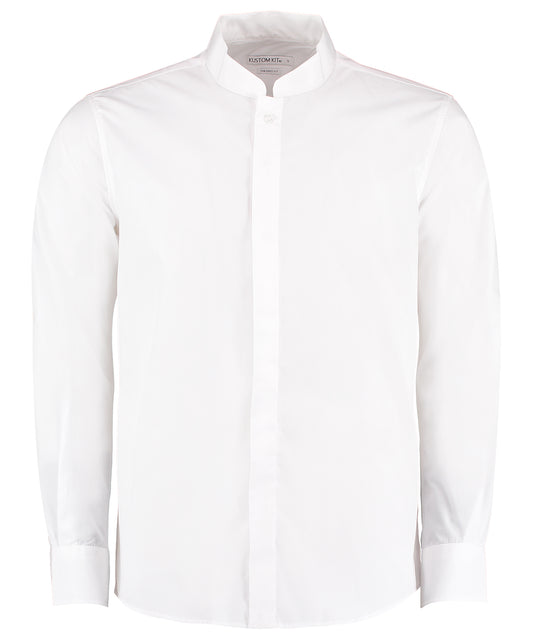 Kustom Kit Long Sleeve Tailored Mandarin Collar Shirt - COOZO