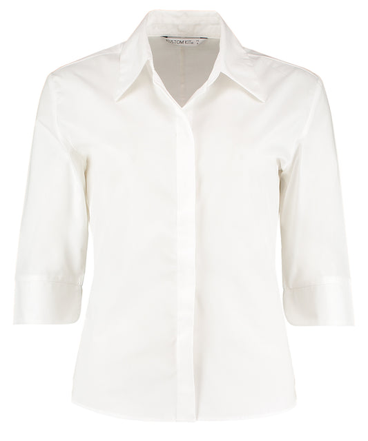 Tailored Fit 3/4 Sleeve Continental Blouse - COOZO