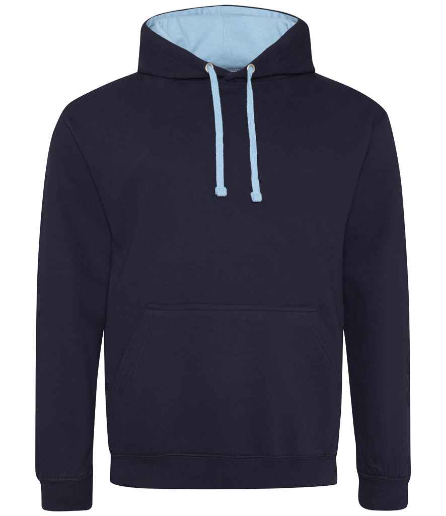 AWDis Varsity Hoodie (JH003) JET BLACK NEW FRENCH NAVY COLOURS - COOZO