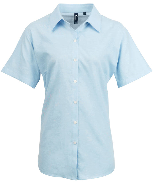 LADIES SIGNATURE OXFORD SHORT SLEEVE BLOUSE - COOZO