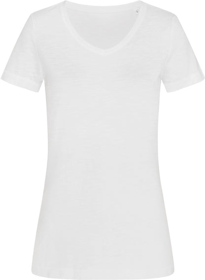 Sharon Slub V-Neck T-Shirt 140gsm Ladies - COOZO