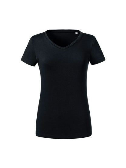 Russell 103F Contemporary shaped fit Ladies' V-Neck T  100% Combed Ring-spun organic Cotton - COOZO