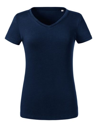 Russell 103F Contemporary shaped fit Ladies' V-Neck T  100% Combed Ring-spun organic Cotton - COOZO