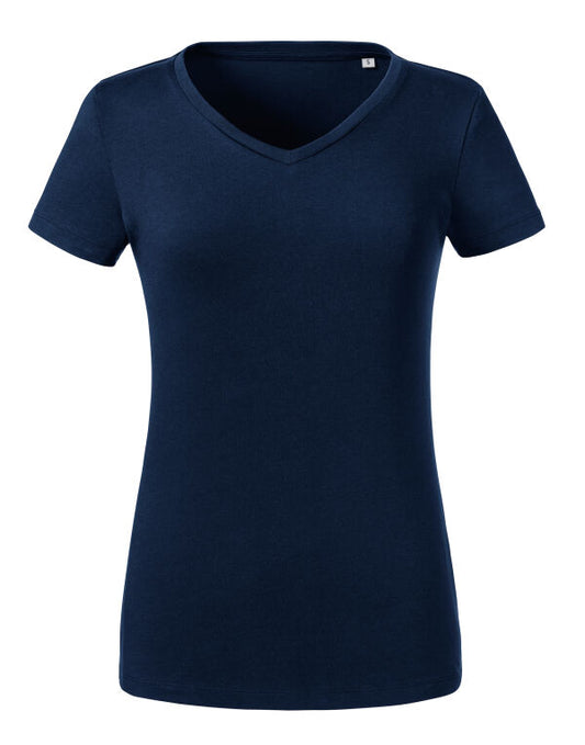 Russell 103F Contemporary shaped fit Ladies' V-Neck T  100% Combed Ring-spun organic Cotton - COOZO
