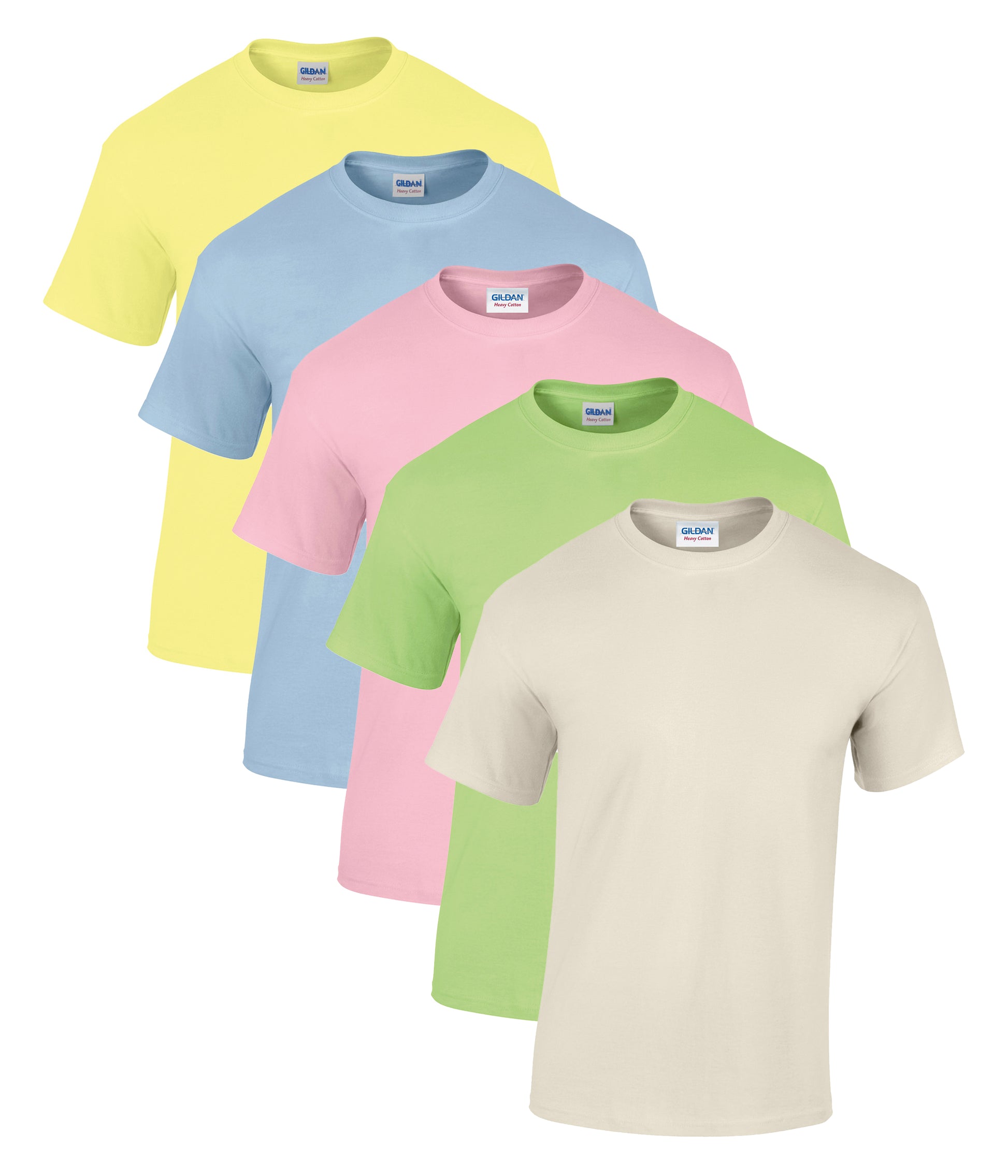 Gildan 5000 Unisex Heavy Cotton Crew Necked T-Shirt 180gsm 100% Cotton Tear Away Label (pack of 5) - COOZO