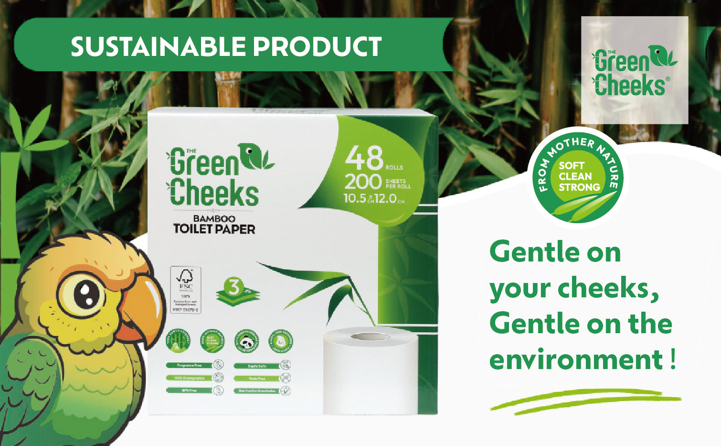 The Green Cheeks TGRNCKS Recycled Bamboo Toilet Paper