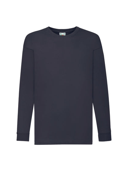 Fruit Of The Loom 61007 Valueweight Long Sleeved T-Shirt 165gsm Kids 100% Cotton - COOZO