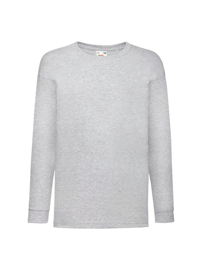 Fruit Of The Loom 61007 Valueweight Long Sleeved T-Shirt 165gsm Kids 100% Cotton - COOZO