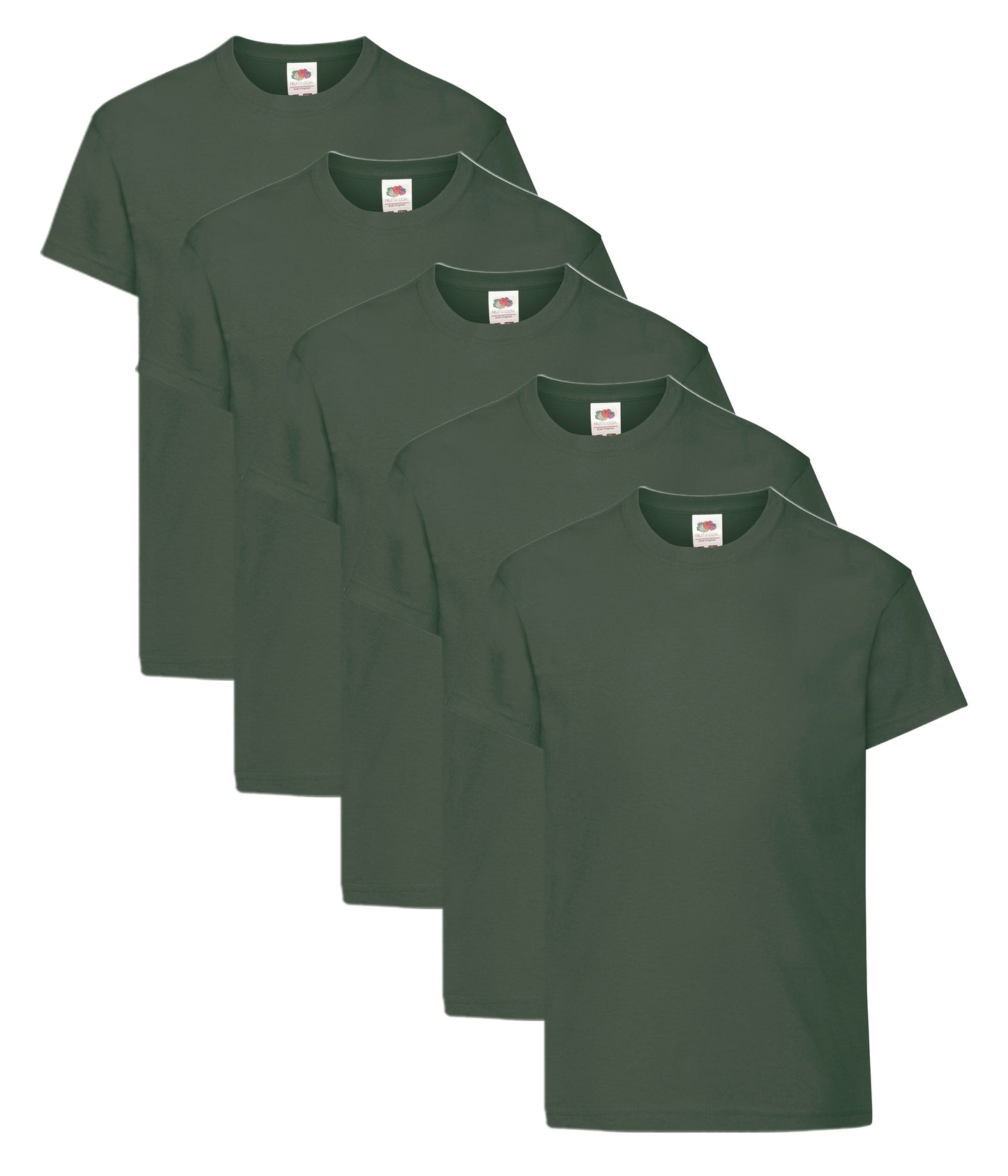 Fruit Of The Loom 61019 Kid's Original Cotton Crew Neck T-Shirts Main Color 5 pack - COOZO