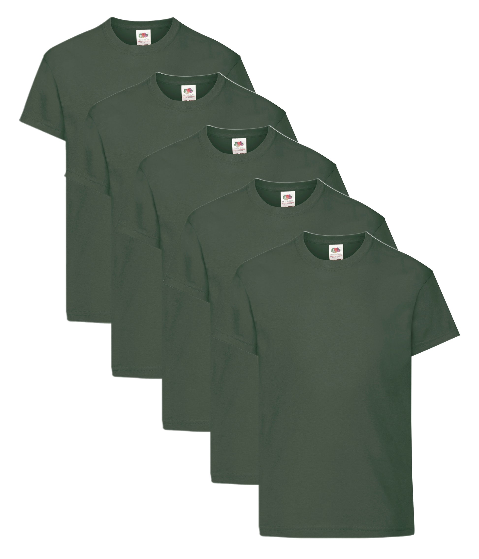Fruit Of The Loom 61019 Kid's Original Cotton Crew Neck T-Shirts Main Color 5 pack - COOZO