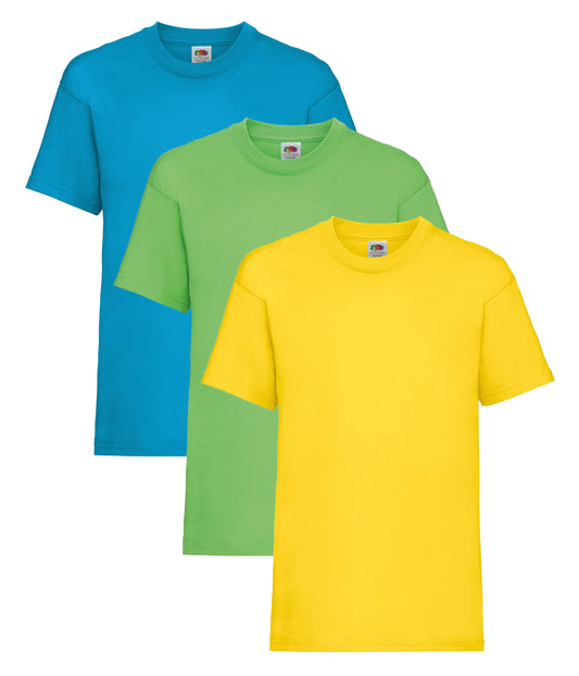 Fruit Of The Loom 61033 Valueweight T-Shirt 165gsm Kids 100% Cotton (Pack of 3) - COOZO