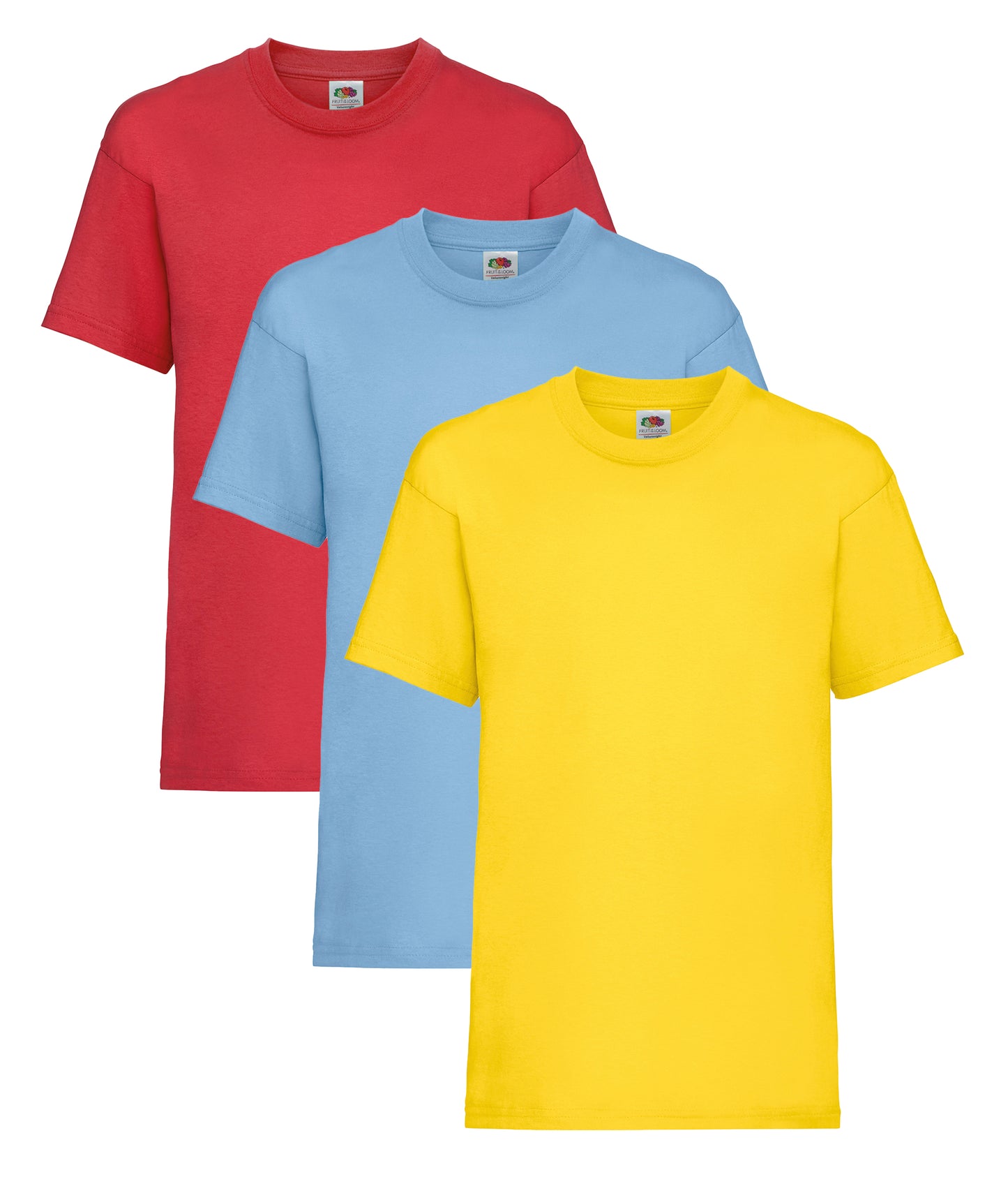 Fruit Of The Loom 61033 Valueweight T-Shirt 165gsm Kids 100% Cotton (Pack of 3) - COOZO