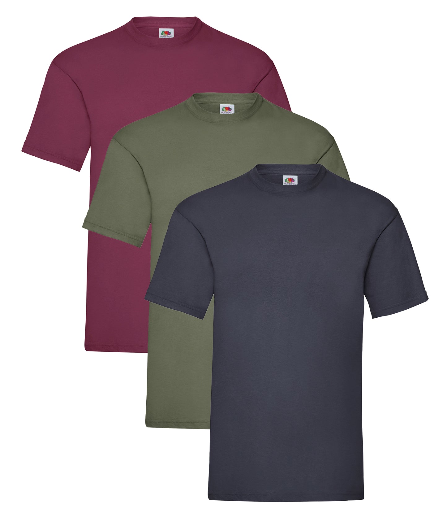 Fruit Of The Loom 61036 Unisex Valueweight Crew Necked T-Shirt 165gsm 100% Cotton Mixed colors (pack of 3) - COOZO