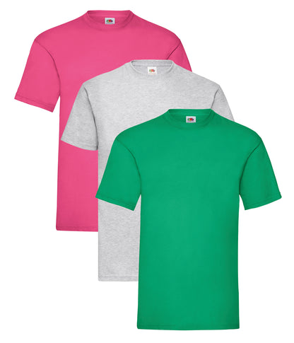 Fruit Of The Loom 61036 Unisex Valueweight Crew Necked T-Shirt 165gsm 100% Cotton Mixed colors (pack of 3) - COOZO