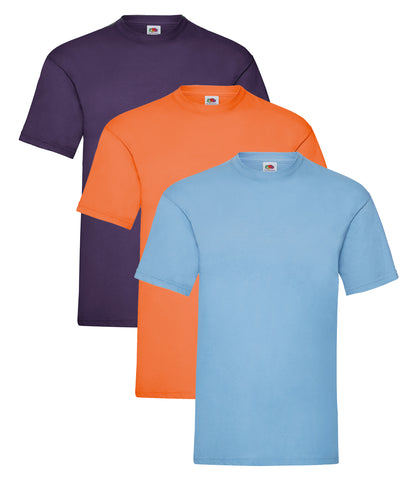 Fruit Of The Loom 61036 Unisex Valueweight Crew Necked T-Shirt 165gsm 100% Cotton Mixed colors (pack of 3) - COOZO