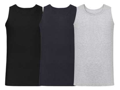Fruit Of The Loom 61098 Pack of 3 Men's Valueweight Athletic Vests 100% Cotton