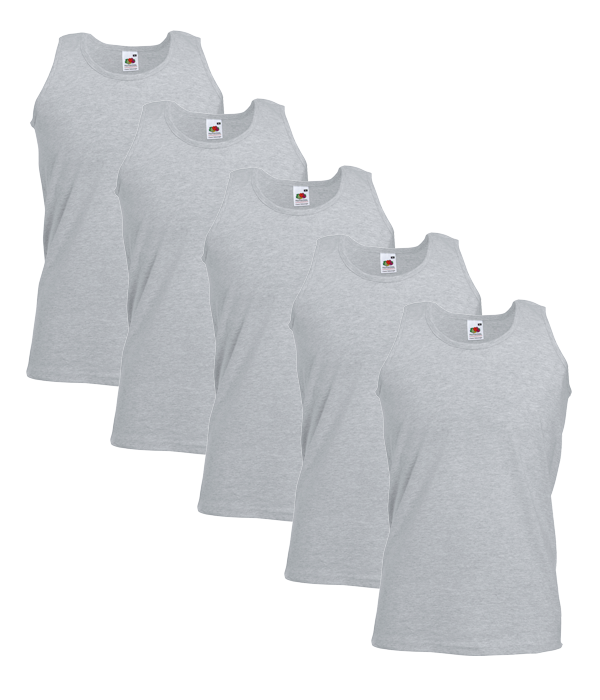 Fruit Of The Loom 61098 Valueweight Athletic Vest 165gsm Adult 5 pack - COOZO