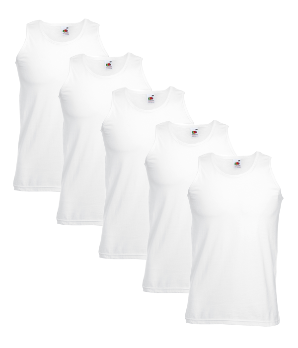 Fruit Of The Loom 61098 Valueweight Athletic Vest 165gsm Adult 5 pack - COOZO