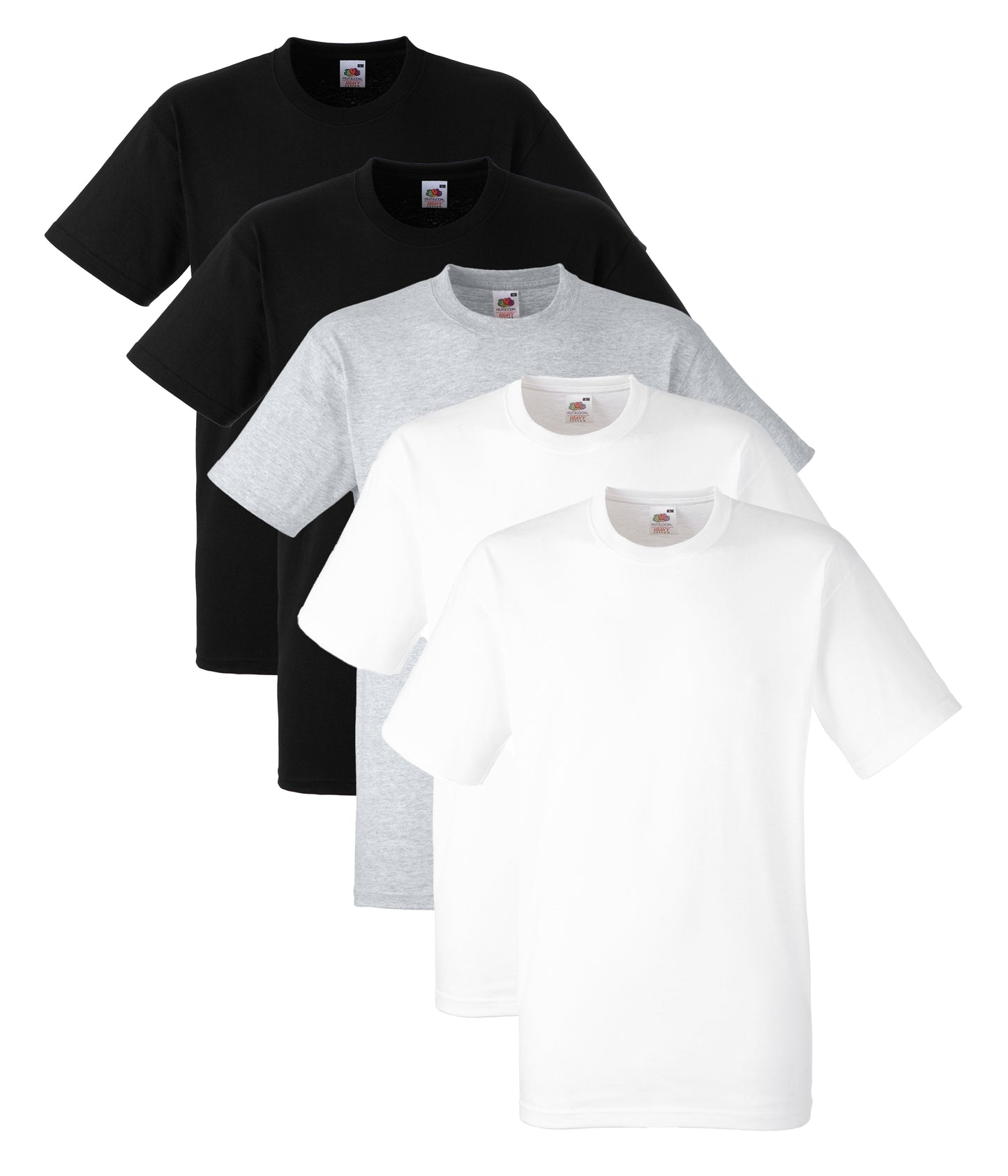 Fruit Of The Loom 61212 Men's Heavy Cotton Plain T-Shirts 5 pack - COOZO