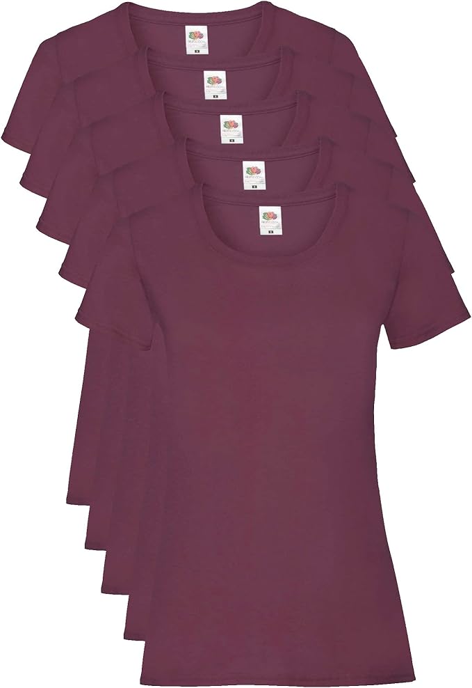 Fruit Of The Loom 61372 Valueweight T-Shirt 165gsm Ladies (pack of 5) - COOZO