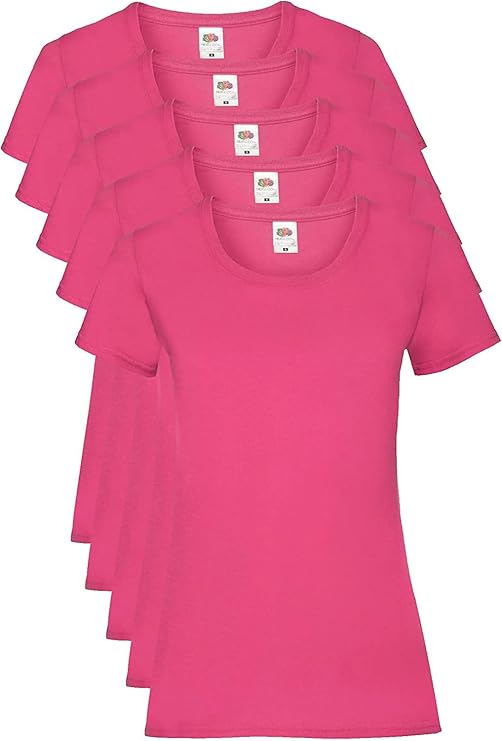 Fruit Of The Loom 61372 Valueweight T-Shirt 165gsm Ladies (pack of 5) - COOZO