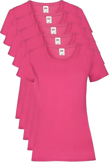 Fruit Of The Loom 61372 Valueweight T-Shirt 165gsm Ladies (pack of 5) - COOZO