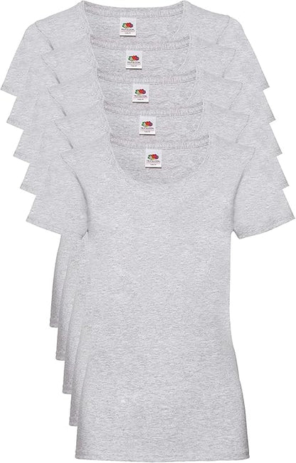 Fruit Of The Loom 61372 Valueweight T-Shirt 165gsm Ladies (pack of 5) - COOZO
