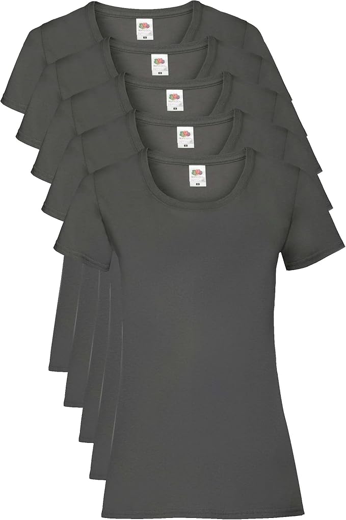 Fruit Of The Loom 61372 Valueweight T-Shirt 165gsm Ladies (pack of 5) - COOZO