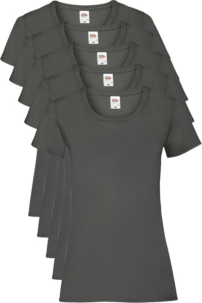 Fruit Of The Loom 61372 Valueweight T-Shirt 165gsm Ladies (pack of 5) - COOZO