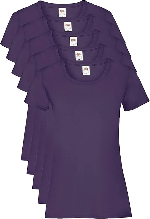 Fruit Of The Loom 61372 Valueweight T-Shirt 165gsm Ladies (pack of 5) - COOZO