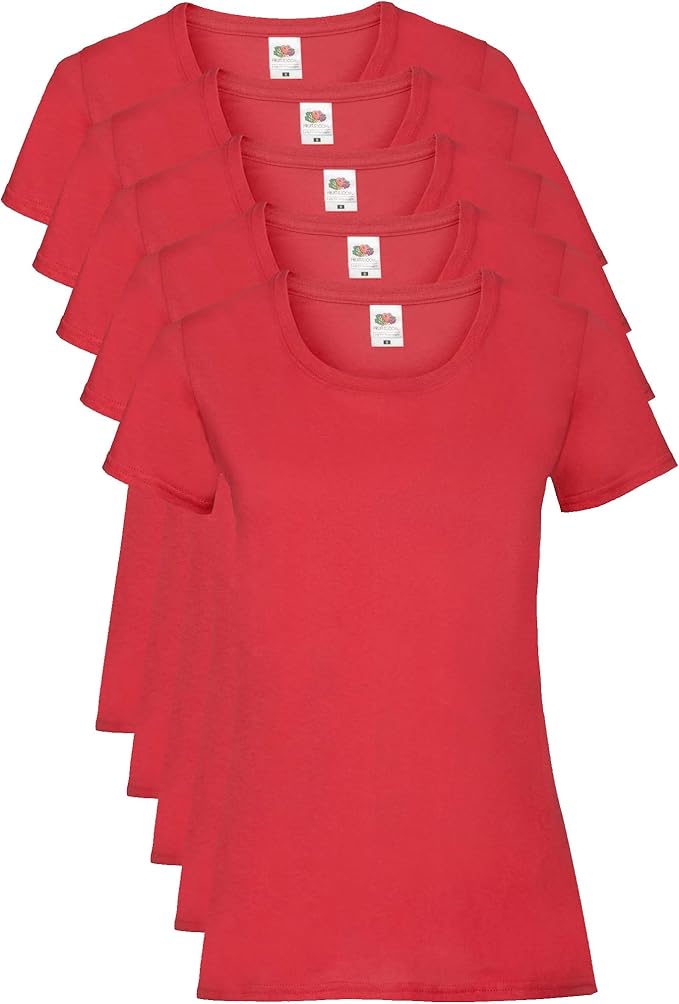 Fruit Of The Loom 61372 Valueweight T-Shirt 165gsm Ladies (pack of 5) - COOZO