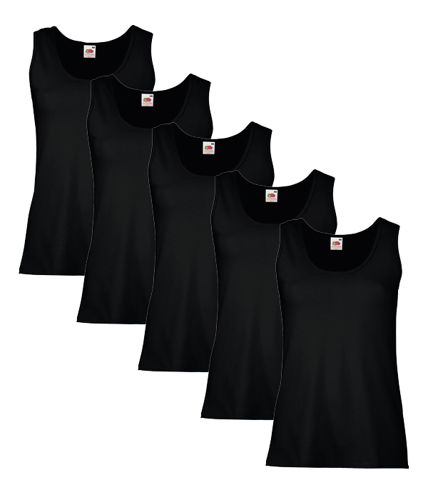 Fruit Of The Loom 61376 Valueweight Athletic Vest 165gsm Ladies 5 pack - COOZO