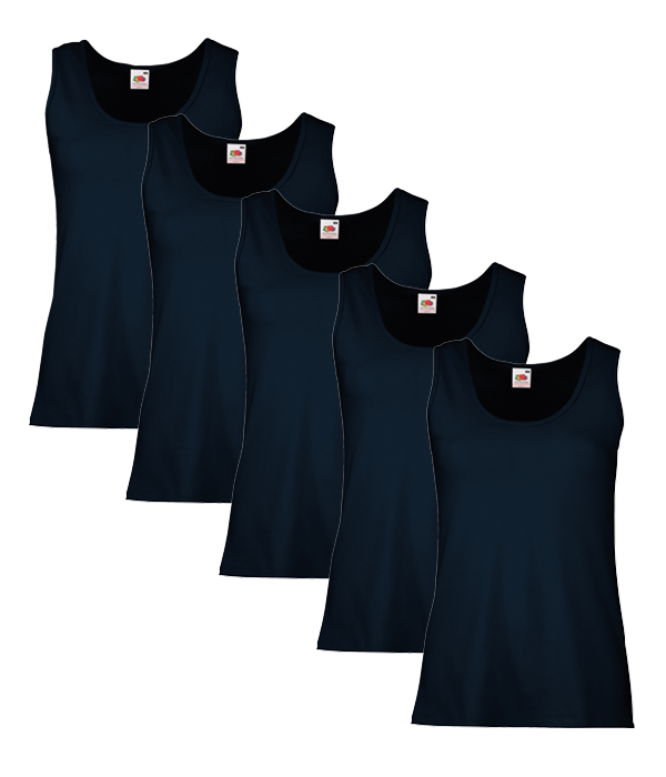 Fruit Of The Loom 61376 Valueweight Athletic Vest 165gsm Ladies 5 pack - COOZO