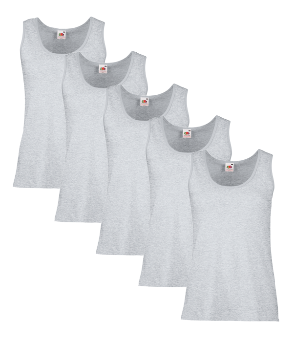 Fruit Of The Loom 61376 Valueweight Athletic Vest 165gsm Ladies 5 pack - COOZO